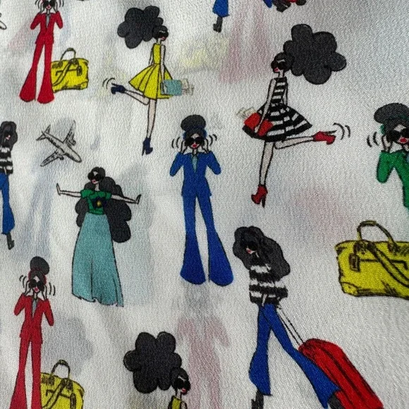 Alice + Olivia Willa Passport Stace Face Silk Top Size M - Picture 4 of 13